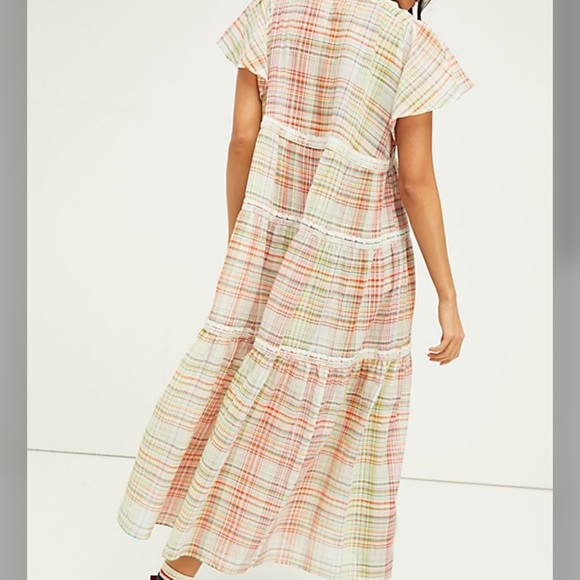 Free People Sally Plaid appliqué colorful maxi top - Picture 3 of 11